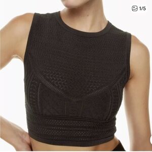Aritzia Pointelle Cropped Tank in Black Size S NWT